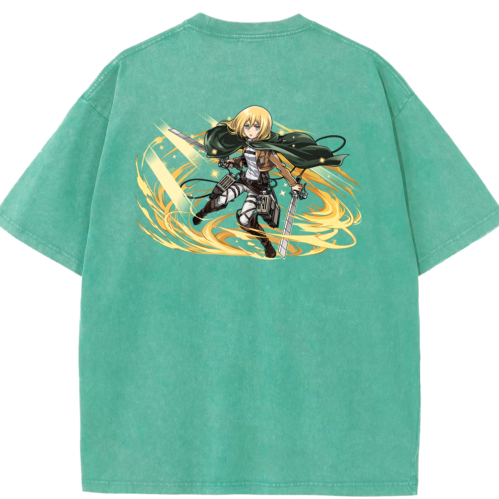 （画像用） 進撃の巨人 クリスタ·レンズ Attack on Titan Christa Lenz 綿100% ヴィンテージ風 半袖Tシャツ（背面プリント）